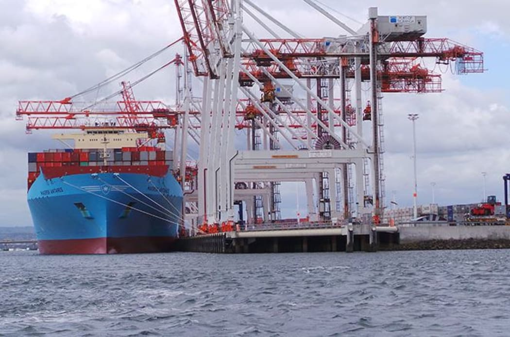 The Maersk Antares at the Bridge Marina Pier A in Tauranga.