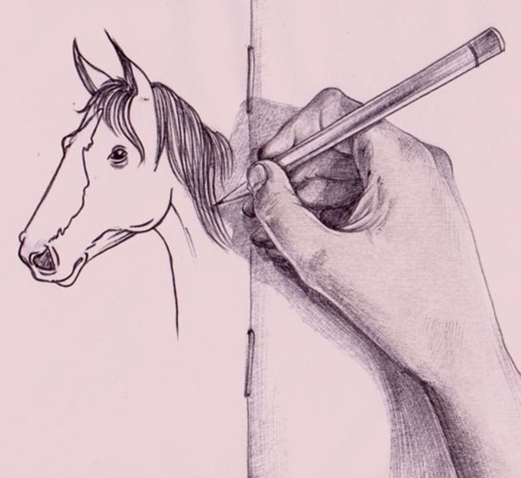 An illustration of a drawing of a horse