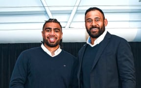 Blues captain and New Zealand Rugby Players Assocation spokesman Patrick Tuipulotu (right) and the Blues 2024 Players' Player of the Year Hoskins Sotutu, are two of the top Pasifika players playing in New Zealand, with both also having played for the All Blacks. Photo: Blues Media