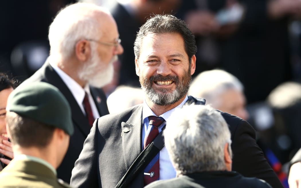 WELLINGTON, NEW ZEALAND - APRIL 25:  Victoria Cross recipient Bill 'Willie' Apiata during the Anzac Day National Commemoration Service at Pukeahu National War Memorial Park on April 25, 2018 in Wellington, New Zealand. In 1916 the first Anzac Day commemorations were held on 25 April. It's been 102 years since the Australian and New Zealand Army Corp (ANZAC) landed on the shores of Gallipoli  during World War I. Anzac day is a national holiday in New Zealand, marked by a dawn service held during the time of the original Gallipoli landing and commemorated with ceremonies and parades throughout the day.  (Photo by Hagen Hopkins/Getty Images)