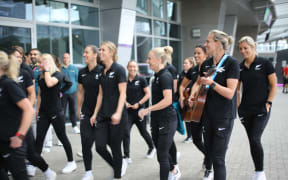 The Football Ferns arrive at Spark Arena for the FIFA Women's World Cup official pōwhiri.