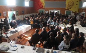 Locals take over Rawene Town Hall at the start of a week-long consent hearing for two controversial Hokianga sewage plants