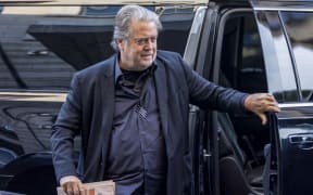 Former White House senior strategist Steve Bannon arriving at the Federal District Court House for the fifth day of his contempt of Congress trial on July 22, 2022 in Washington DC.