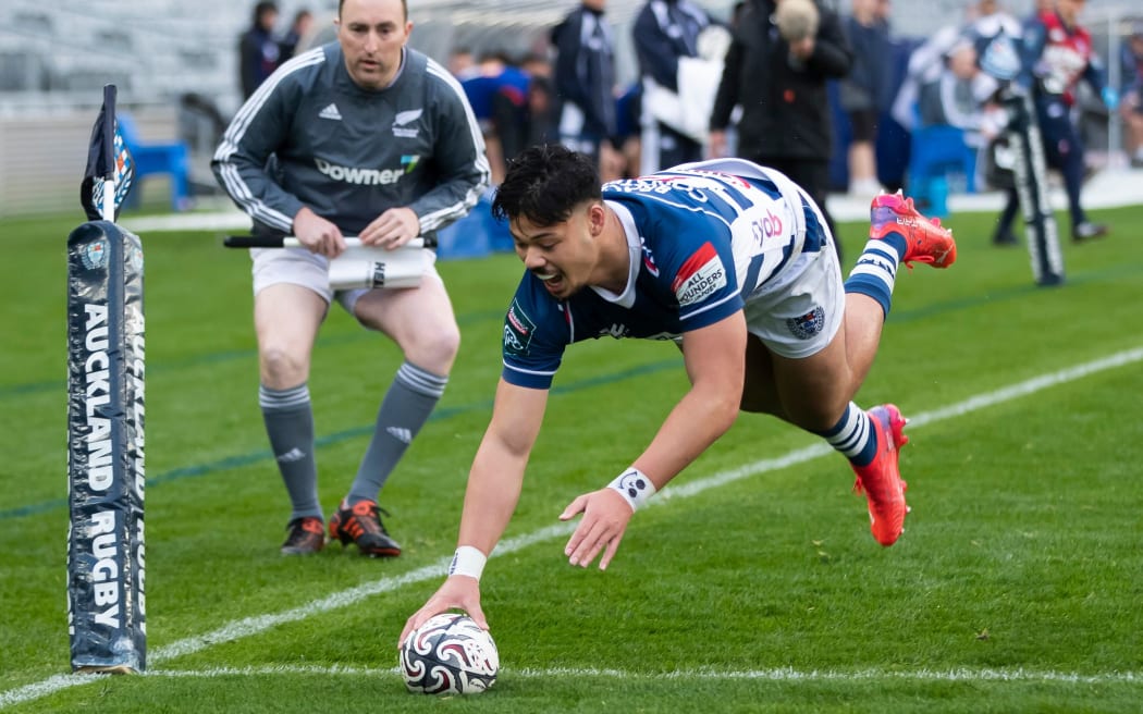 Auckland winger AJ Lam scores a try - NPC - National Provincial Cup rugby - Auckland  v Canterbury held at Eden Park - Auckland - New Zealand  08  August  2021.