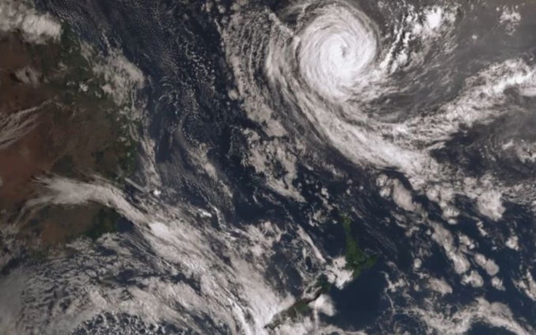 This satellite imagery shows Tropical Cyclone Gita north of New Zealand on Friday morning. It is expected to move south of New Caledonia overnight tonight.