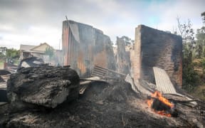 The burnt out remains of a property in the Adelaide Hills district of Gumeracha.