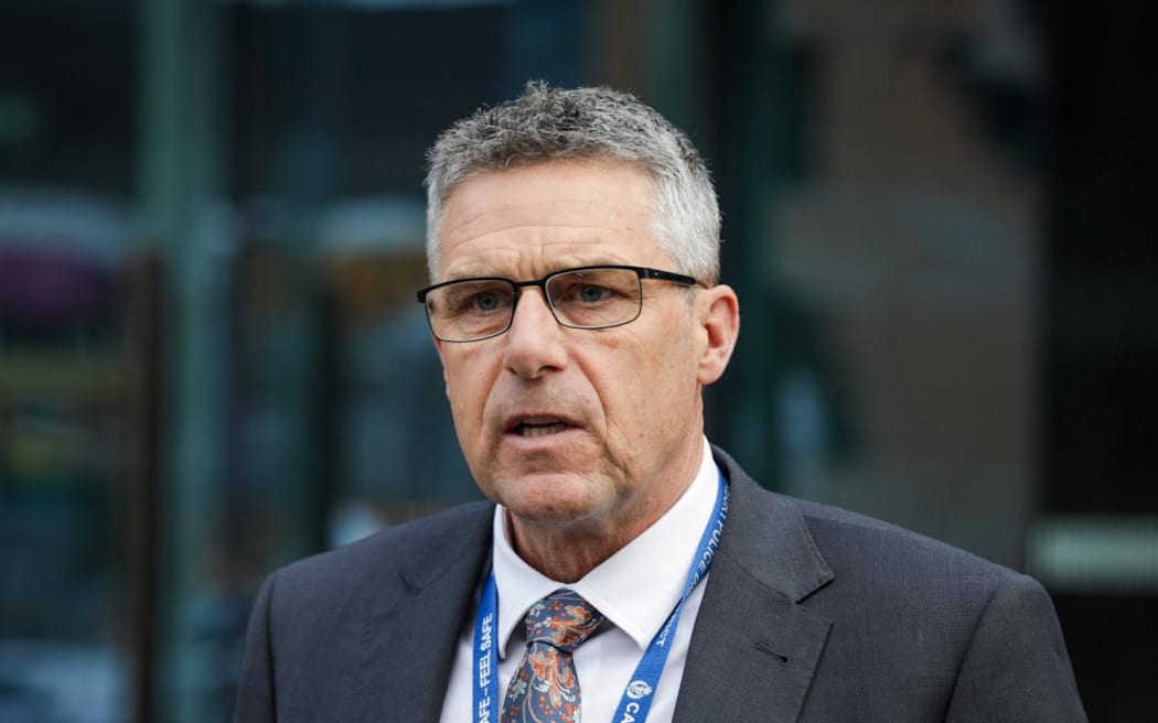 Detective Inspector Scott Anderson speaking to media outside Chch District Court after Jaz brothers sentencing - Mama Hooch case