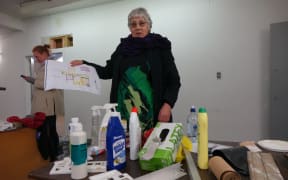 Carol Peters with the master plan for the day centre.