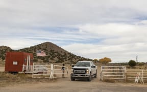 Security measures around the film set of "Rust" after Hollywood actor Alec Baldwin fatally shot a cinematographer and wounded a director when he discharged a prop gun on the movie set in Santa Fe, New Mexico