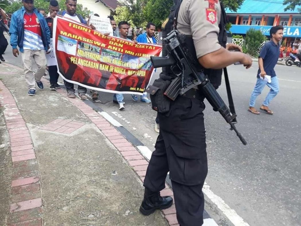 Students protest Nduga action in Ambon on 18 January 2019.