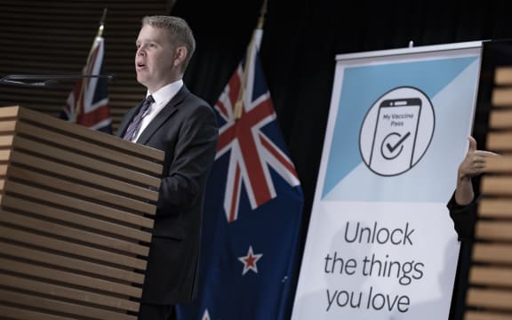 Covid-19 Response Minister Chris Hipkins at a 1pm Covid-19 press conference on 1 December 2021.
