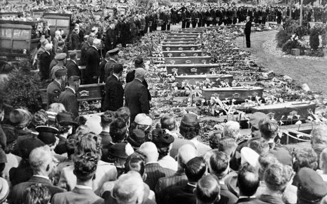 Funeral for victims of Ballantynes fire at Ruru Lawn Cemetery