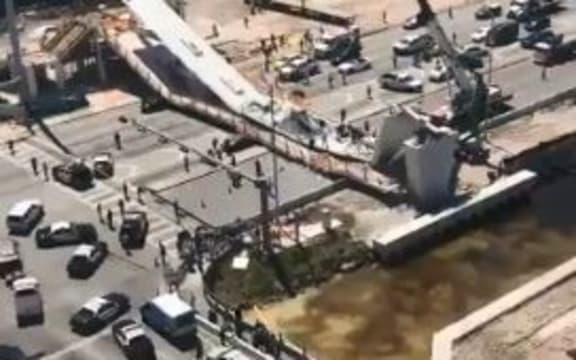 A pedestrian bridge has collapsed at Florida International University.