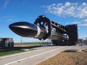 Rocket Lab’s Electron rocket being prepared for launch.