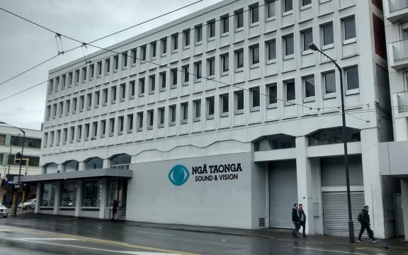 The Ngā Taonga Sound & Vision building on Taranaki Street in Wellington.