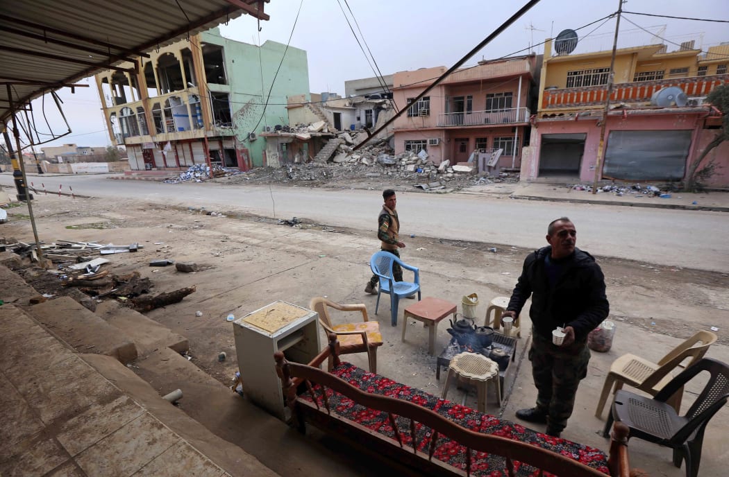 A street in the town of Bashiqa, some 20 kilometres north east of Mosul. Residents who fled the town are slowly returning to their home-town after Kurdish Pershmerga forces drove out IS extremists in November 2016. Photo taken February 17, 2017.