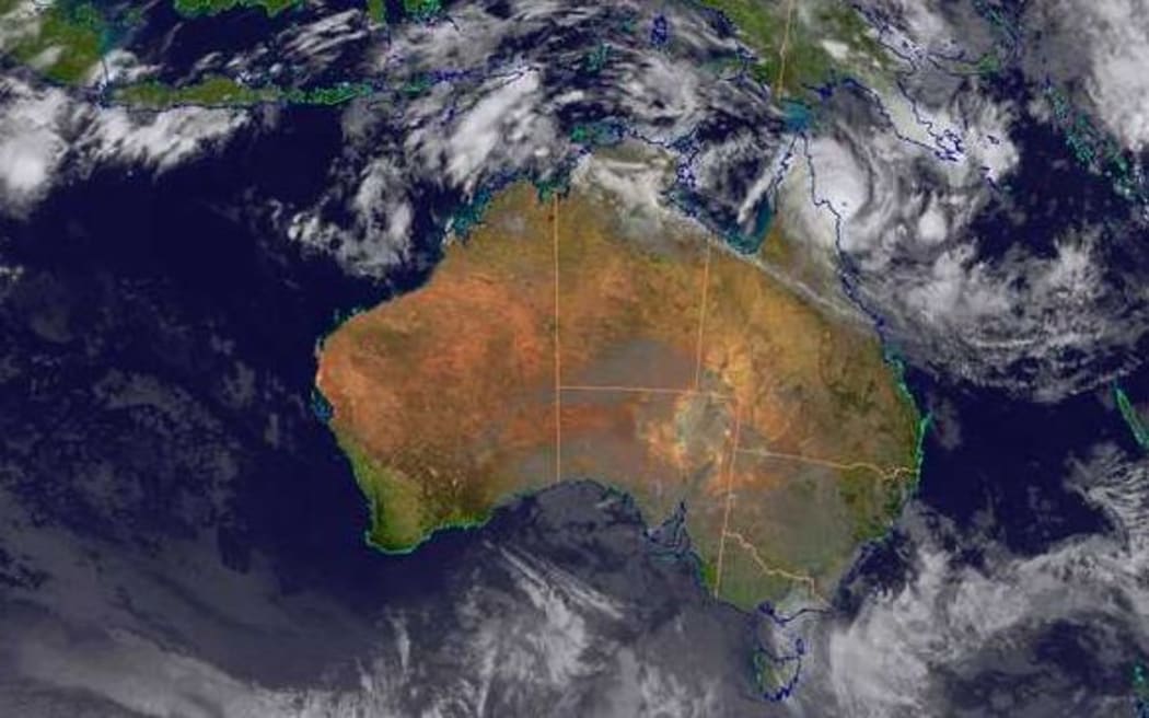 A satellite image showing Ita moving towards the far north Queensland coast on Friday.