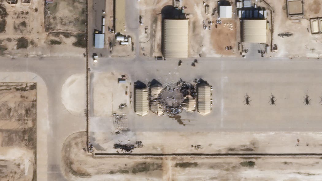 Satellite image released by Planet Labs Inc. reportedly shows damage to the Ain al-Asad US airbase in western Iraq, after being hit by rockets from Iran.