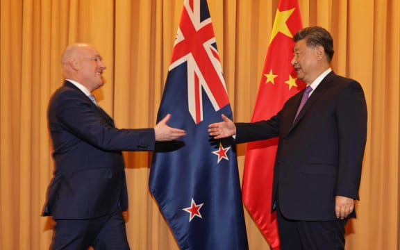 Christopher Luxon and China President Xi Jinping.