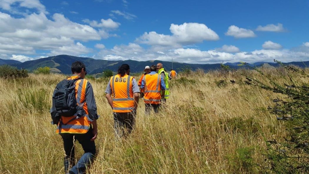 Iwi representatives on their way to the site of a human jawbone discovered in Nelson's Waimea Inlet.
