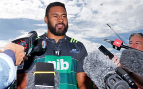 Patrick Tuipulotu fronts the media after being cleared of doping allegations.