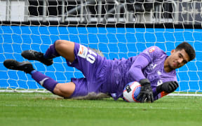 Alex Paulsen makes a save for the Wellington Phoenix against Melbourne City FC.