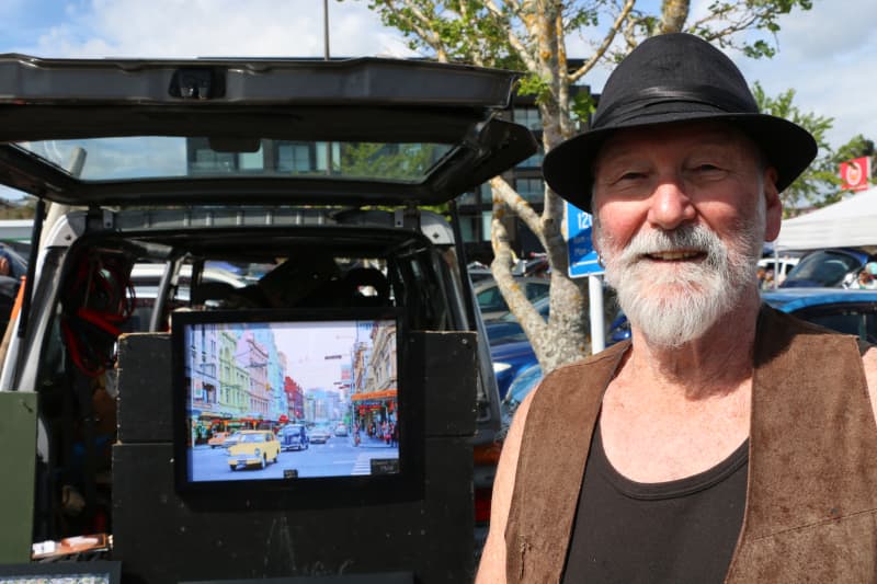 Martin Adlington at the Browns Bay Sunday market where he sells old photos.