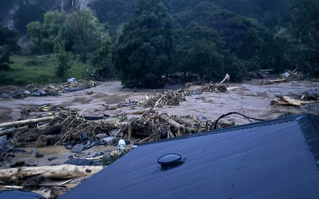 The destruction around Huia Ngatai's home.