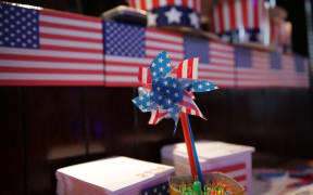 American flags at a US election party in Wellington.