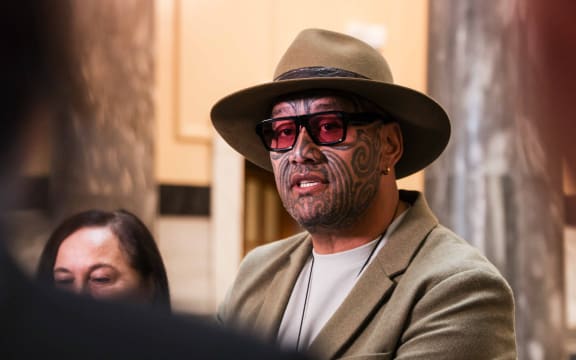 Te Pāti Māori co-leader Rawiri Waititi speaks to media on 10 November 2025 after announcing two party members have been expelled from the party.