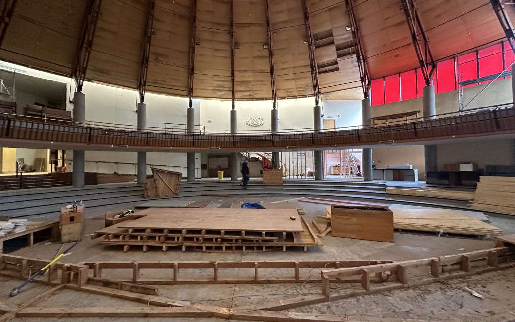 Exposed Beams: The ceiling inside what will become Meow Nui.