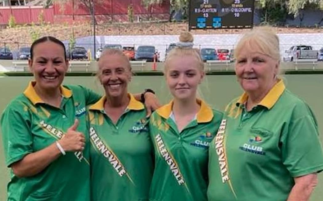 Olivia Bloomfield with her teammates at the Helensvale Bowling Club in Brisbane, Australia where she is now based and competes. Photo: Olivia Bloomfield