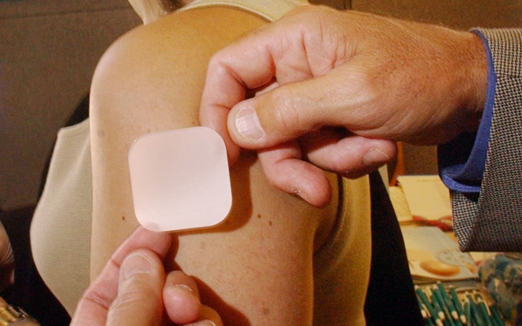 A contraceptive patch.