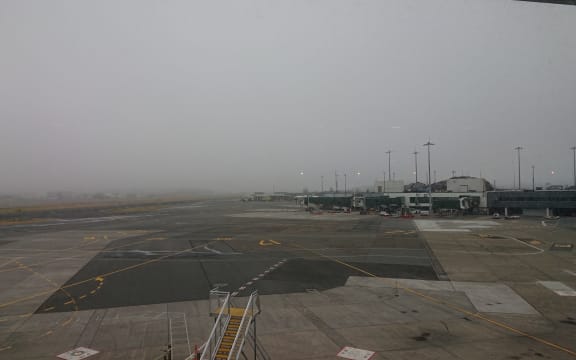Fog at Wellington airport today, which has grounded flights until midday.