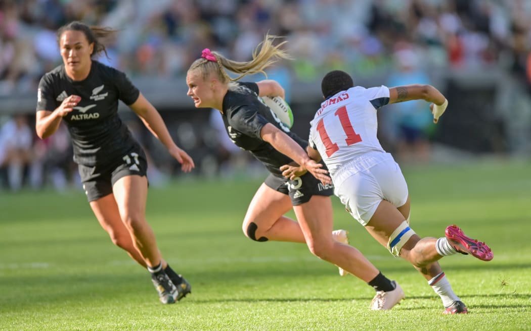 Jorja Miller of New Zealand at the Cape Town Sevens, 2023.