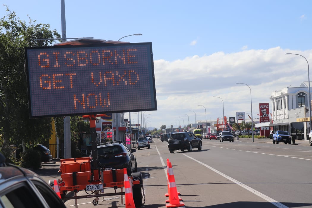 A sign in Gisborne to encourage vaccinations