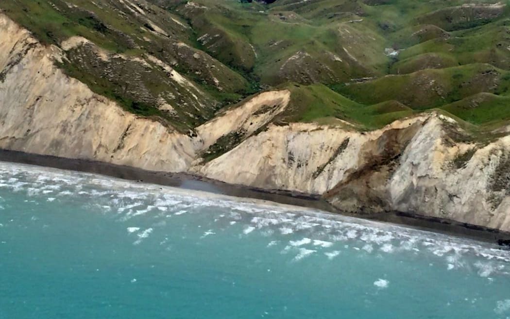 A fresh landslide on north east coast of South Island.