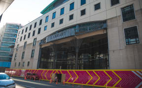 Barriers in front of Wellington Central Library.