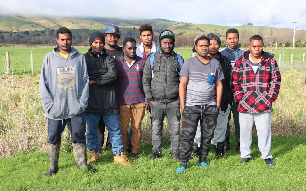 Job done. Tony Analau, first on the right, and some of the Solomon Islands men in his charge getting ready to head home after a successful season.