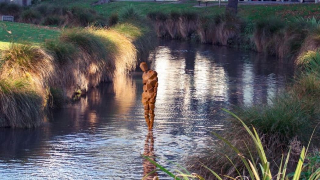 A computer-generated image of the sculpture in its new home.