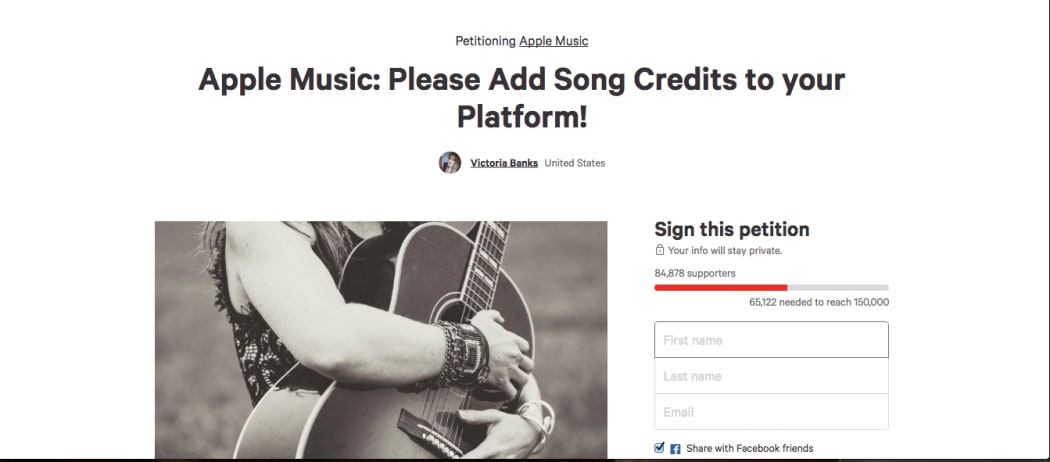 Victoria Banks' online petition