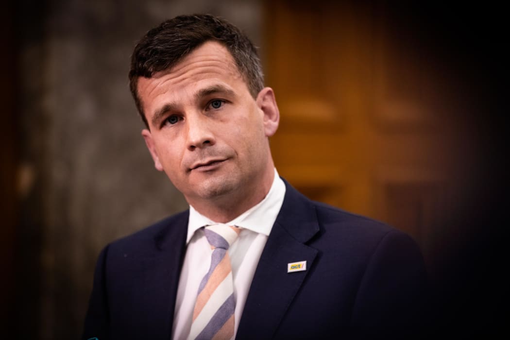 ACT's David Seymour speaks to the media