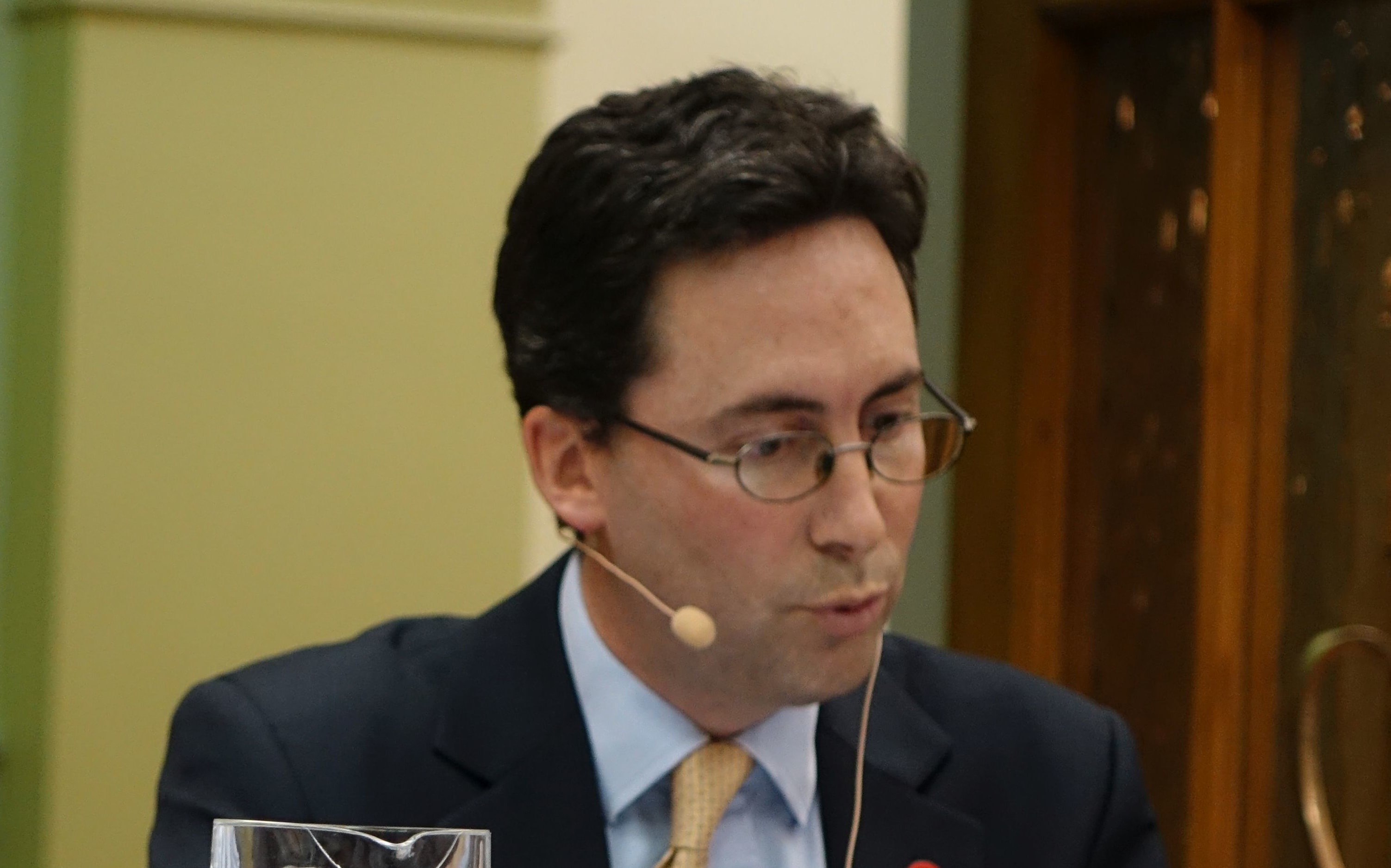 Robert Ayson (left) and Jonathan Sinclair during a panel discussion at parliament. Wellington 25 February 2015
