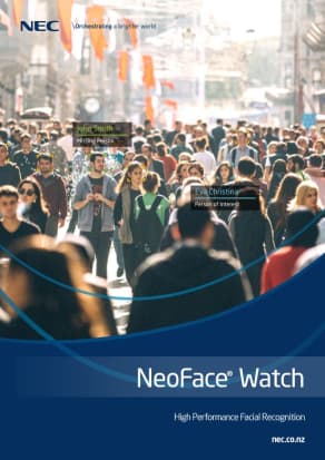 The front cover of NEC NZ’s brochure advertising its facial recognition capability. It says it is “particularly close” to the NZ Police.