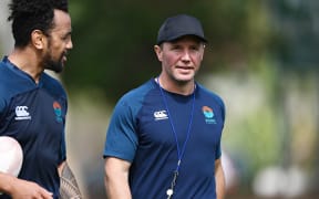 Aaron Mauger was an assistant coach for Moana Pasifika's match against the Māori All Blacks.