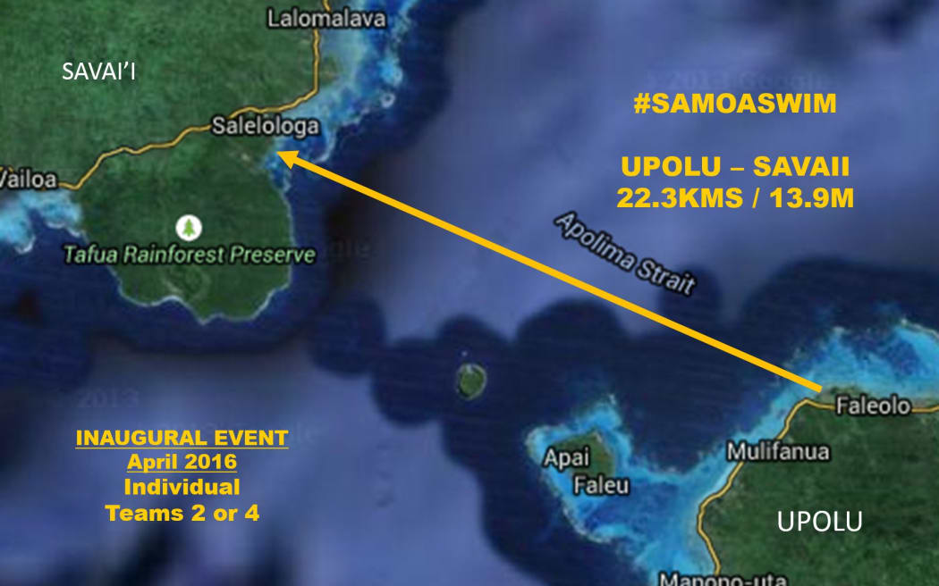 The route for the Savai'i swim.