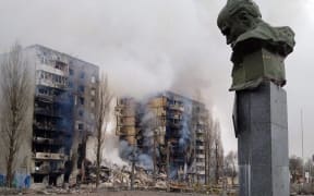 A view shows damaged buildings following recent shelling, as Russia's invasion of Ukraine continues, in the settlement of Borodyanka in the Kyiv region, Ukraine March 2, 2022. (Ukrainian State Emergency Service/EYEPRESS) (Photo by EyePress News / EyePress via AFP)