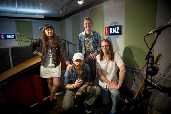 The Beths at RNZ's Auckland studio in 2017.