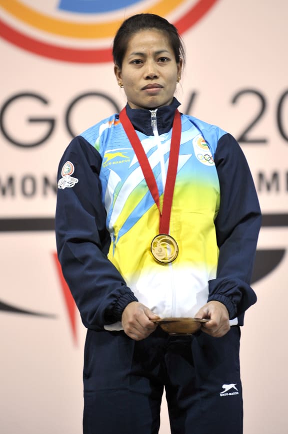 India's Sanjita Chanu Khumukcham also won gold in the 48kg class at the 2014 Commonwealth Games in Glasgow.