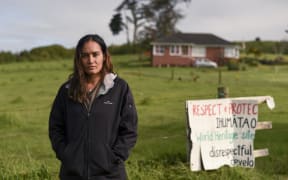 Pania Newton at Ihumātao a few weeks before police arrived to evict her and others from the land.